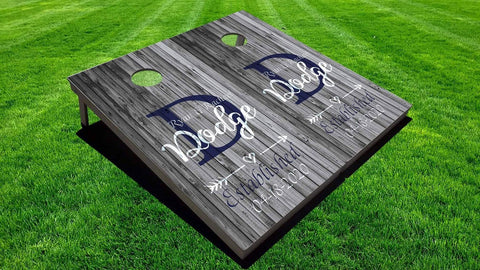 Monogram with Last Name & Date -  Direct Print Cornhole Boards